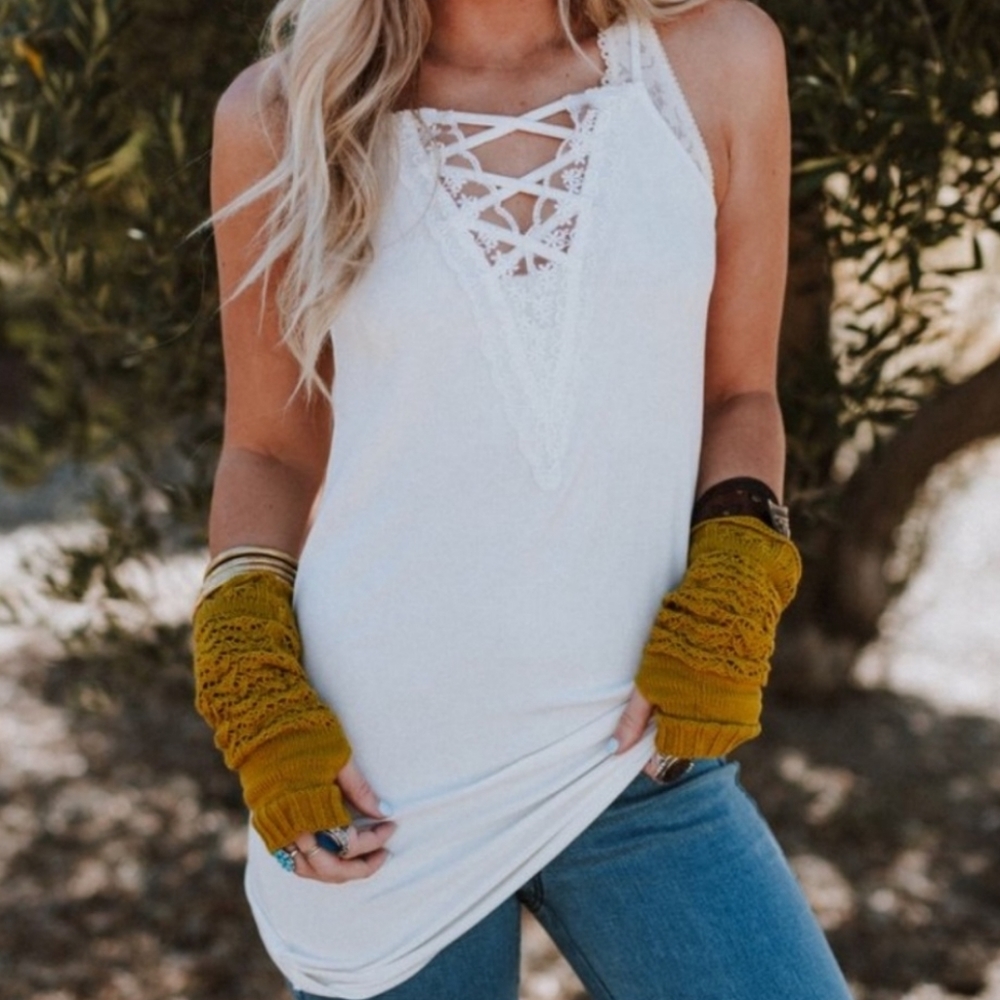 Tunic tank with lace up front